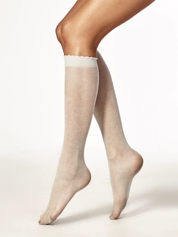 Wholesale Knee socks in plant patterns silver