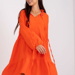 Wholesale Orange Ruffle Mini Dress