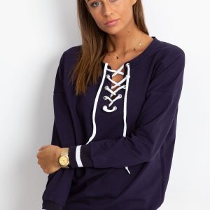 Wholesale Navy blue lace up sweatshirt