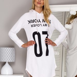 Wholesale Ecru sweatshirt dress with inscription