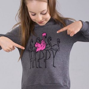 Wholesale Dark Grey Girl Sweatshirt with Fur Hoodie