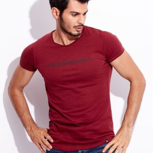 Wholesale Burgundy t-shirt for men with inscription