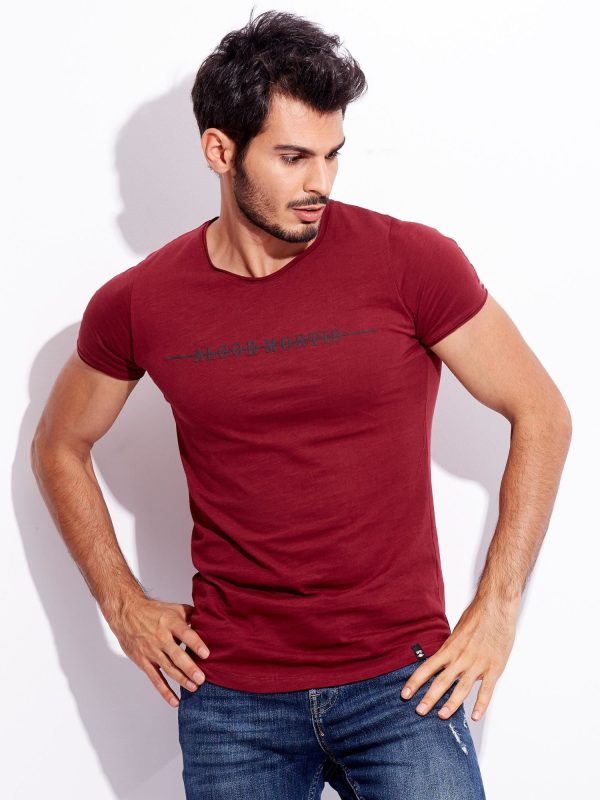 Wholesale Burgundy t-shirt for men with inscription