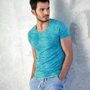 Wholesale Turquoise melange men's t-shirt