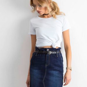 Wholesale Blue denim mini skirt with belt