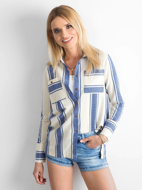 Wholesale Ecru-blue striped shirt