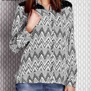 Wholesale Black and white blouse with patterns