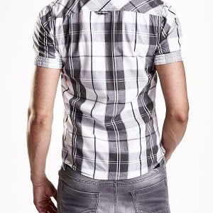 Wholesale Grey Shirt Men's Checkered Pattern Funk n Soul