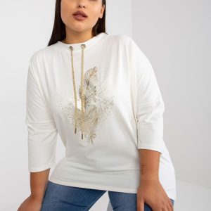 Wholesale White Plus Size Cotton Blouse with Print and Applique