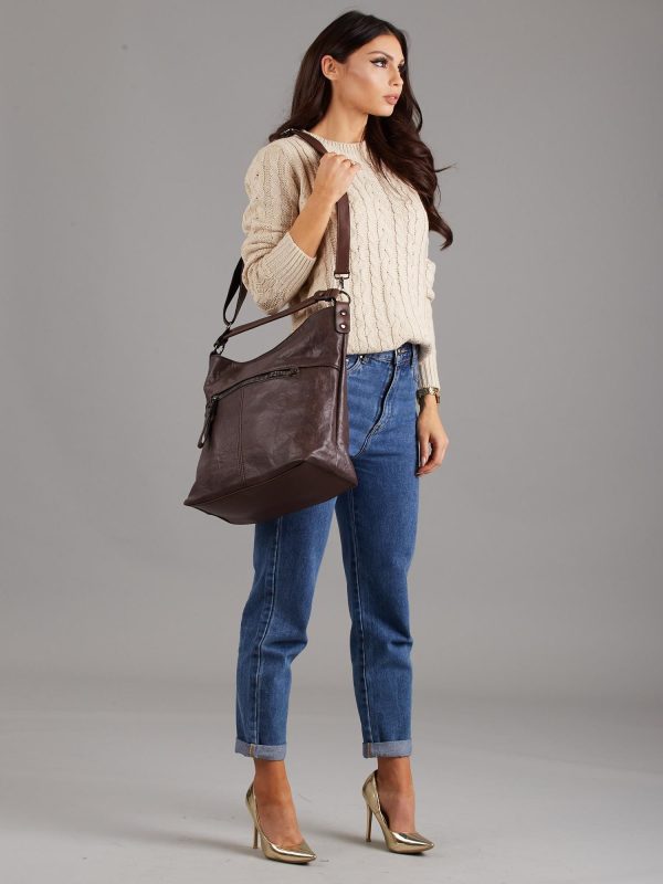 Wholesale Soft dark brown bag with detachable strap