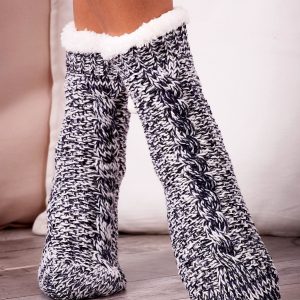 Wholesale Navy blue knitted socks for winter