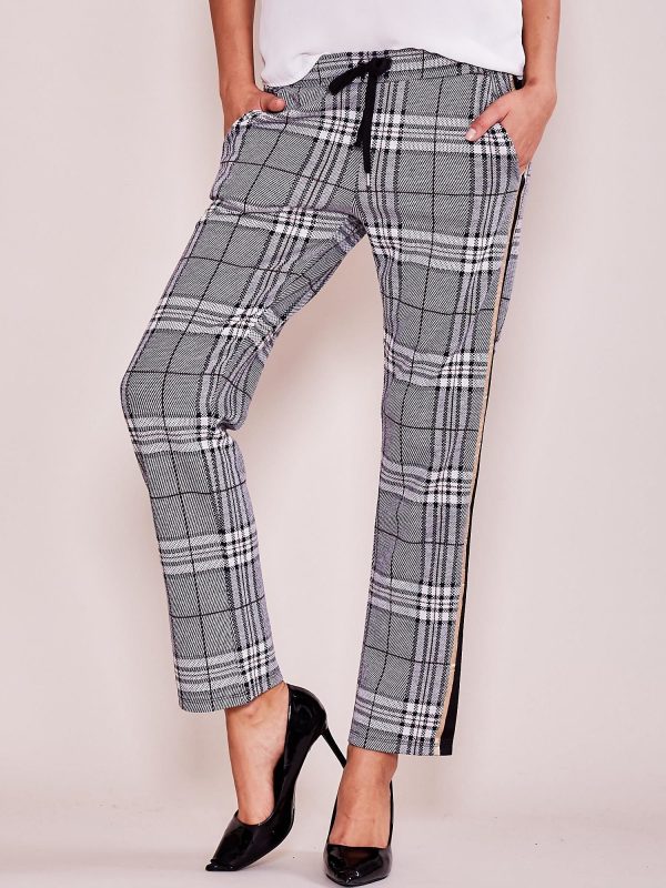 Wholesale Grey checked trousers with stripes and pockets