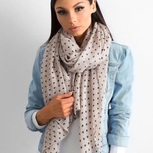 Wholesale Beige pleated polka dot scarf