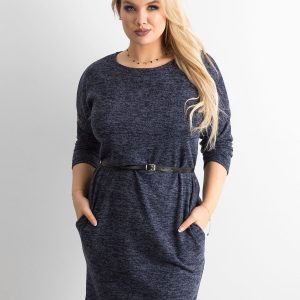 Wholesale Dark blue melange dress PLUS SIZE