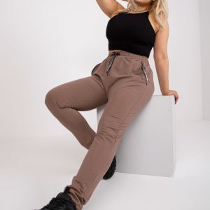 Wholesale Dark beige plus size sweatpants with Savage pockets