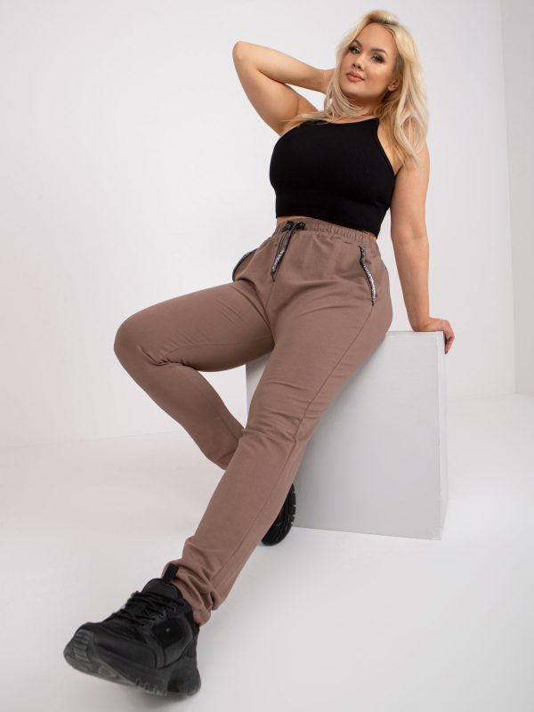 Wholesale Dark beige plus size sweatpants with Savage pockets