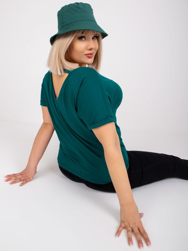 Wholesale Dark Green Plus Size Short Sleeve Blouse Dina