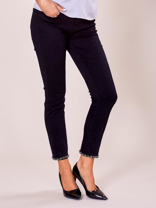 Wholesale Black trousers with applique on the legs