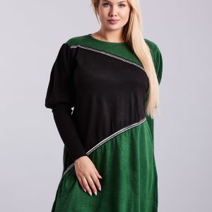 Wholesale Green and black plus size knitted dress