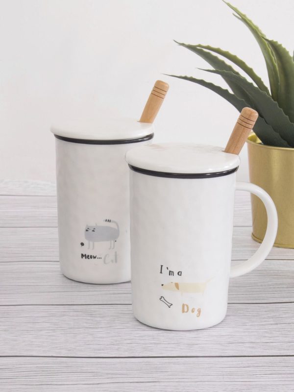 Wholesale Mug with lid and teaspoon white