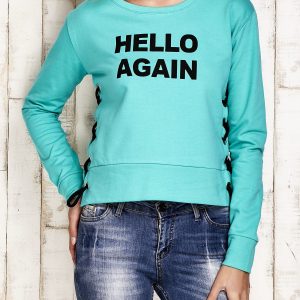 Wholesale Lace up sweatshirt green with inscription