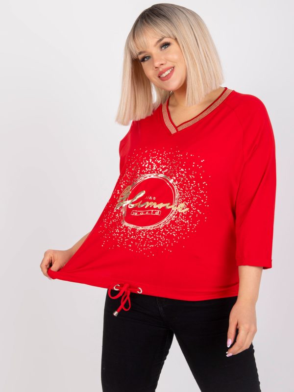 Wholesale Red plus size blouse with V-neck Maileen