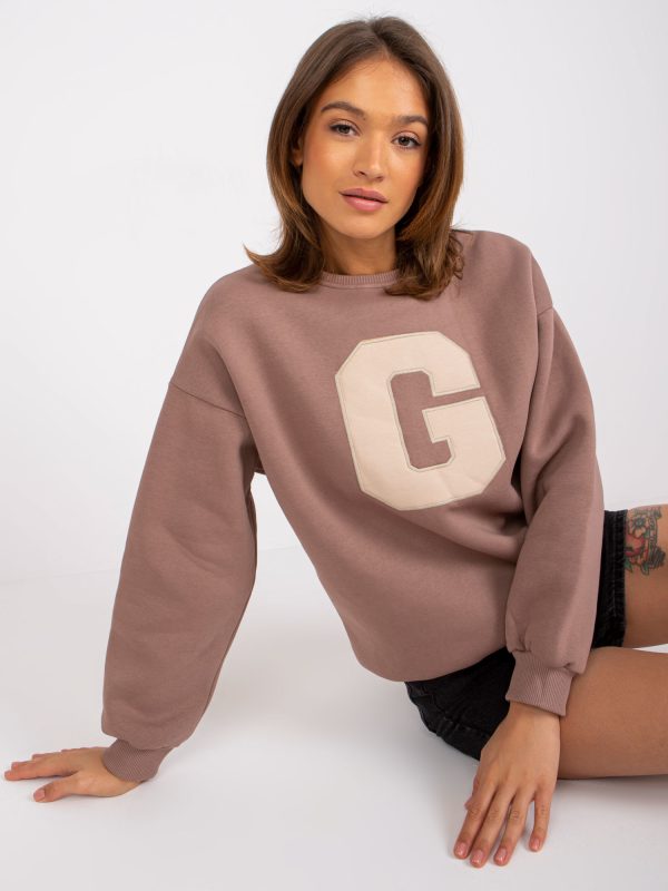 Wholesale Brown Sweatshirt with Round Neck Severine