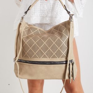 Wholesale Dark beige urban bag with openwork insert