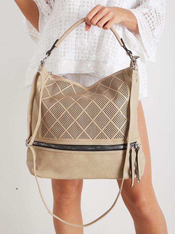 Wholesale Dark beige urban bag with openwork insert