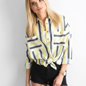 Wholesale Yellow and black striped oversize shirt