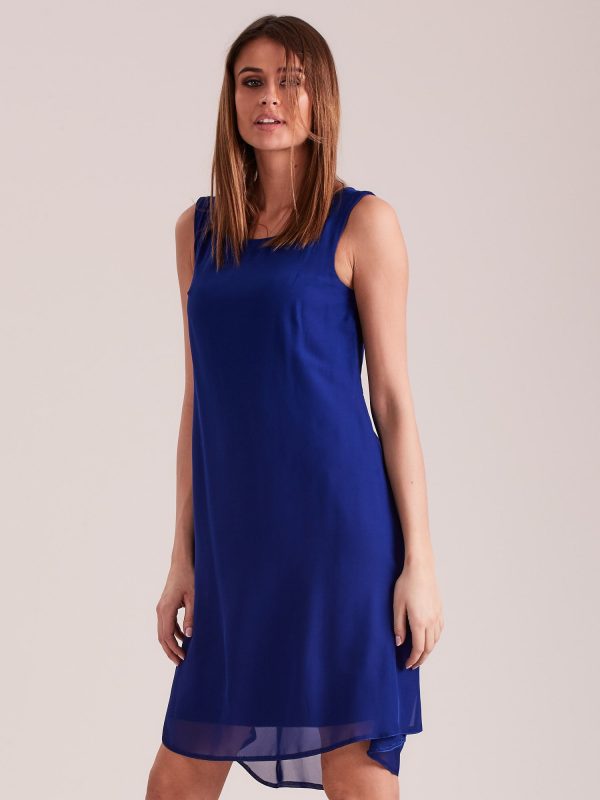 Wholesale Cobalt dress with appliqué at the back