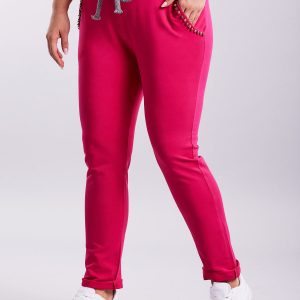 Wholesale Pink sweatpants with plus size applique