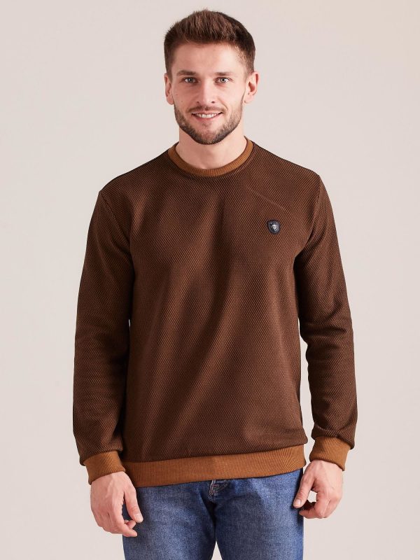 Wholesale Brown sweatshirt for men in fine geometric pattern