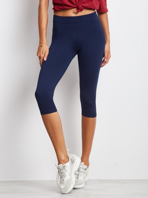 Wholesale Short lightly insulated running leggings navy blue