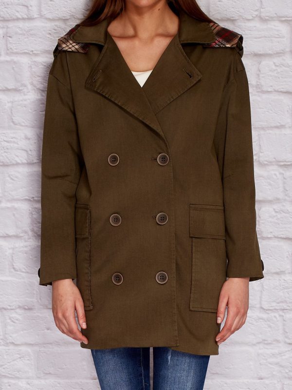 Wholesale Khaki hooded coat