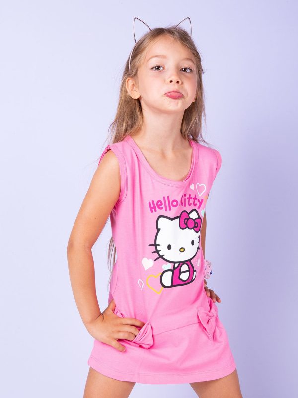 Wholesale Pink dress for girl HELLO KITTY