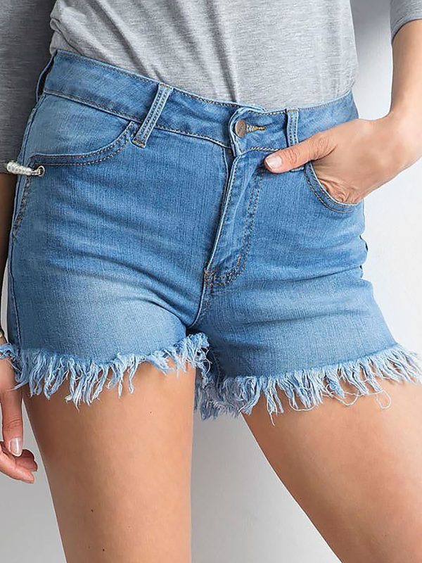 Wholesale Blue shorts with frayed legs