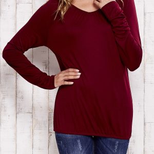 Wholesale Red blouse with rib at the bottom