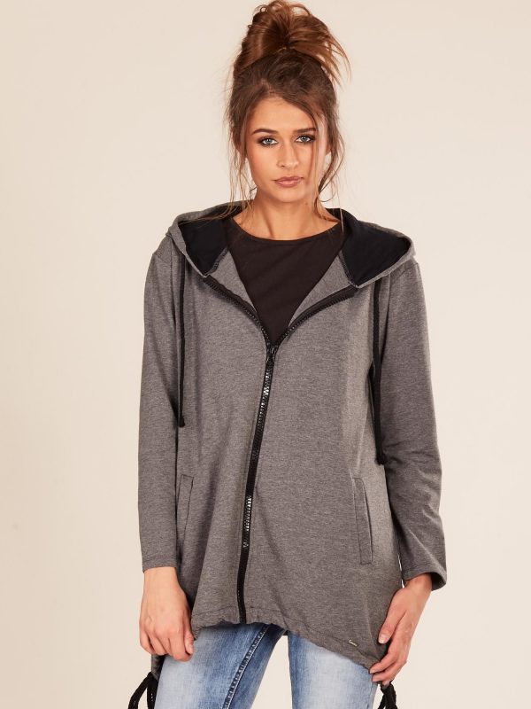 Wholesale Dark Grey Asymmetrical Hoodie