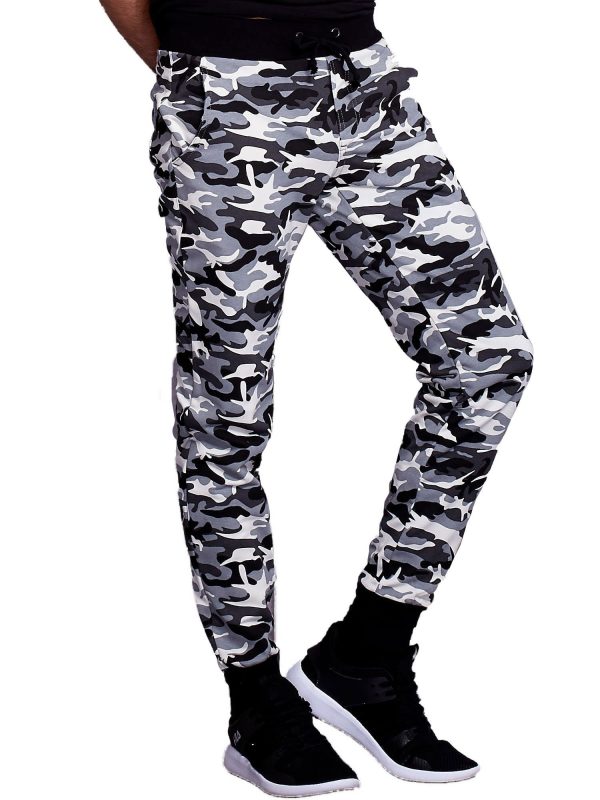 Wholesale White Camo Pattern Joggers Men's Pants