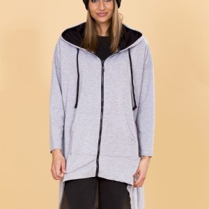 Wholesale Grey asymmetrical sweatshirt with hoodie