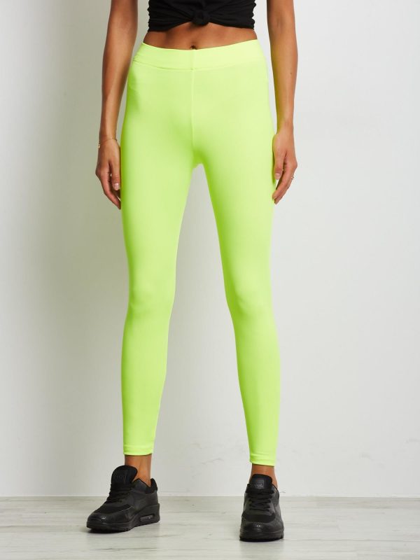 Wholesale Long Fluo Yellow Medium Thickness Fitness Leggings