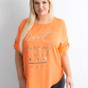 Wholesale Orange Loose Blouse with Lettering