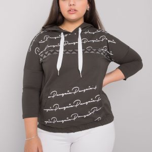 Wholesale Dark khaki plus size sweatshirt with Madison subtitles