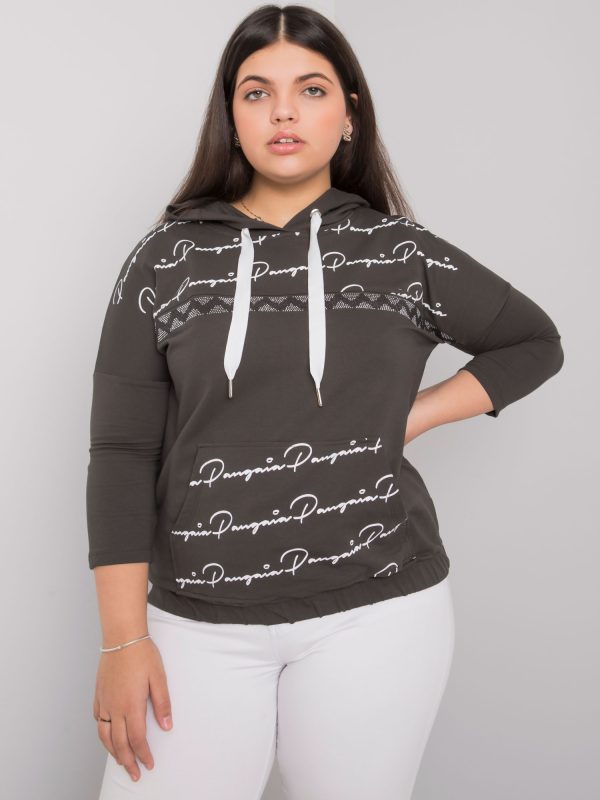 Wholesale Dark khaki plus size sweatshirt with Madison subtitles