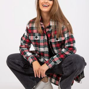 Wholesale Green and Red Cotton Plaid Long Shirt