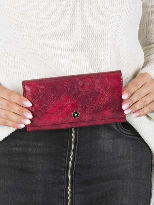 Wholesale Red Olong Leather Wallet