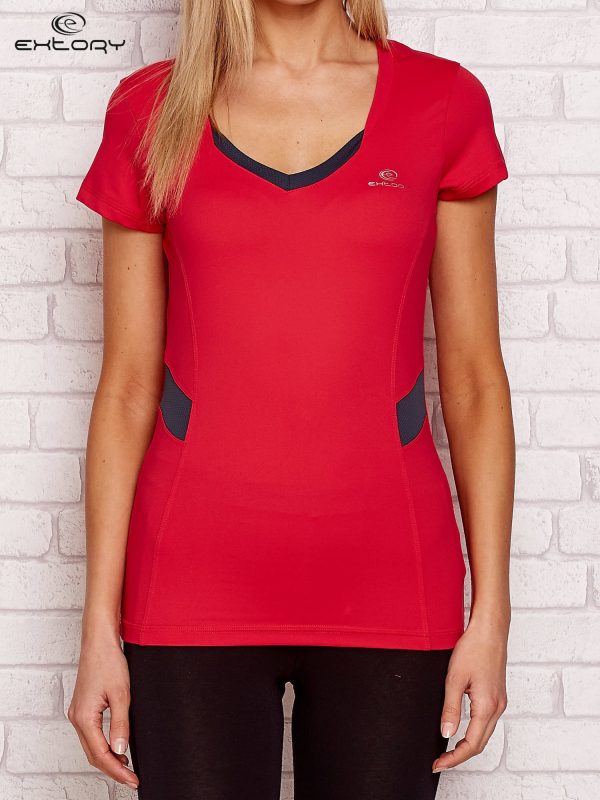 Wholesale Red T-shirt with contrasting inserts PLUS SIZE