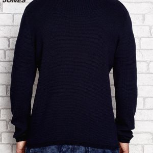 Wholesale Navy blue men's sweater with structural pattern