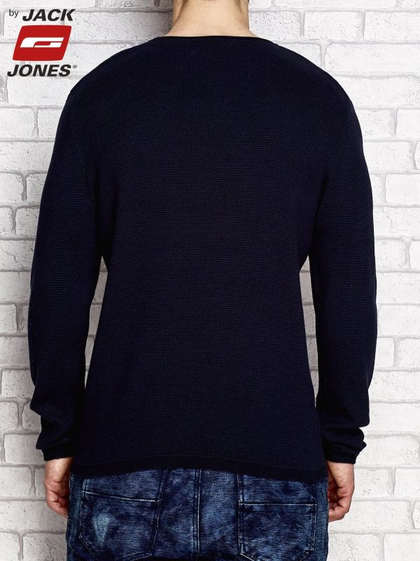 Wholesale Navy blue men's sweater with structural pattern